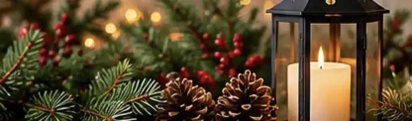 pinecones with lantern