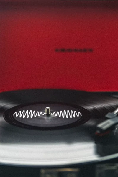 Vinyl record playing on a turntable